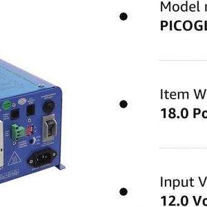 AIMS Power PICOGLF6W12V120VETL Pure Sine Inverter Charger, Blue, Conformal Coated for Marine Applications, 600W Pure Sine Inverter Charger, 1800W Surge