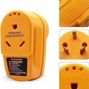 RV Surge Protector 30 Amp,55310 Adapter Circuit Analyzer With Integrated Surge Protection,30 Amp Male to 30 Amp Female Wiring RV Trailer,with Indicator Lights
