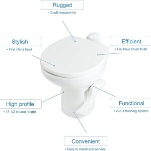 Thetford 42058 Aqua-Magic Style II RV Toilet, White, High Profile